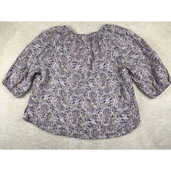 J Jill Womens Love Linen Floral Flower Print 3/4 Sleeve Button Back Tunic XL - Picture 2 of 7